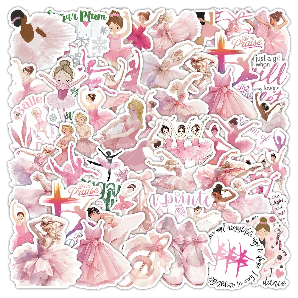 50/100PCS Cartoon Ballet Stickers New Dance Decoration Classroom Bedroom Window Creative Stickers Waterproof Stickers