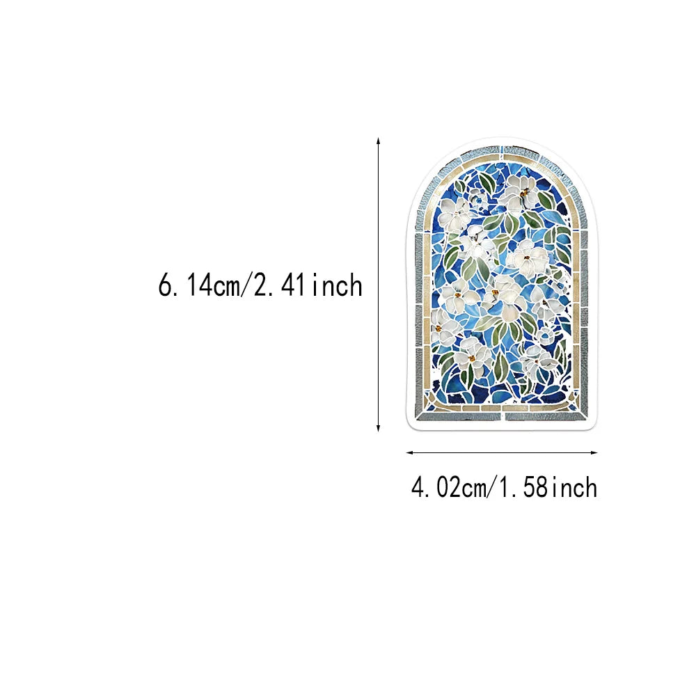 50PCS Creative Flower Colored Glass Decorative Stickers DIY Scrapbook Phone Case Laptop Tablet Decorative Toy Stickers