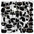 50PCS Black Cat Log Stickers Pack Cartoon Account Children Stickers Phone Water Cup Notebook Decoration