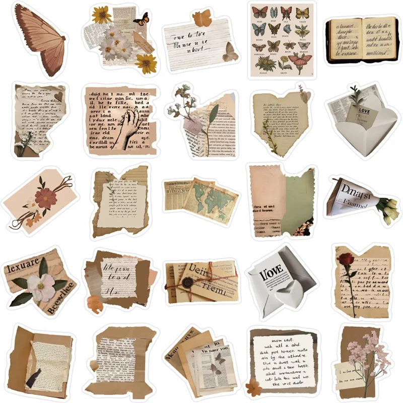 10/30/50PCS Copy Fragments PVC Sticker Aesthetic Children's Korean Stationery School Supplies Decoration Scrapbooking for Kids
