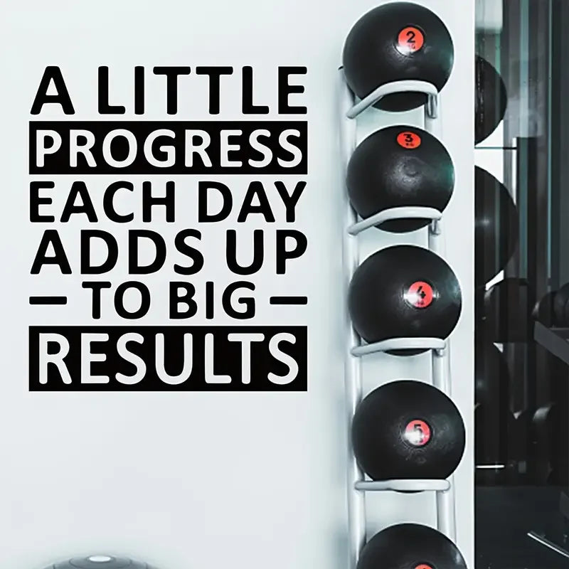 1pc Inspirational Quote Wall Sticker, A Little Progress Each Day, Self-Adhesive Wall Stickers, Bedroom Office Living Room Gym Ho