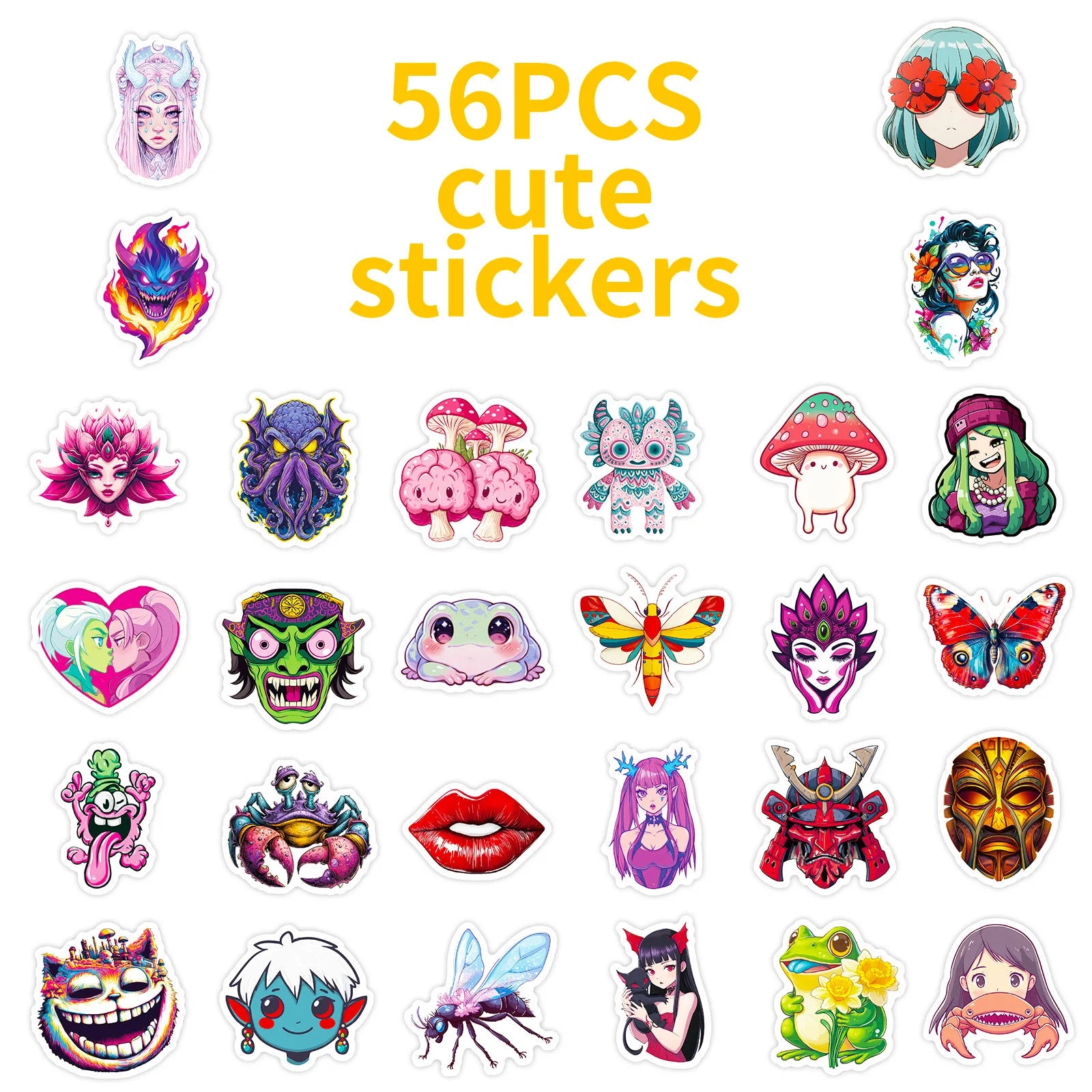 56/112 Pcs New Y2K Abstract Art Weird Funny Stickers DIY Room Furniture Envelope Notebook Stationery Box Helmet Skateboard Decal