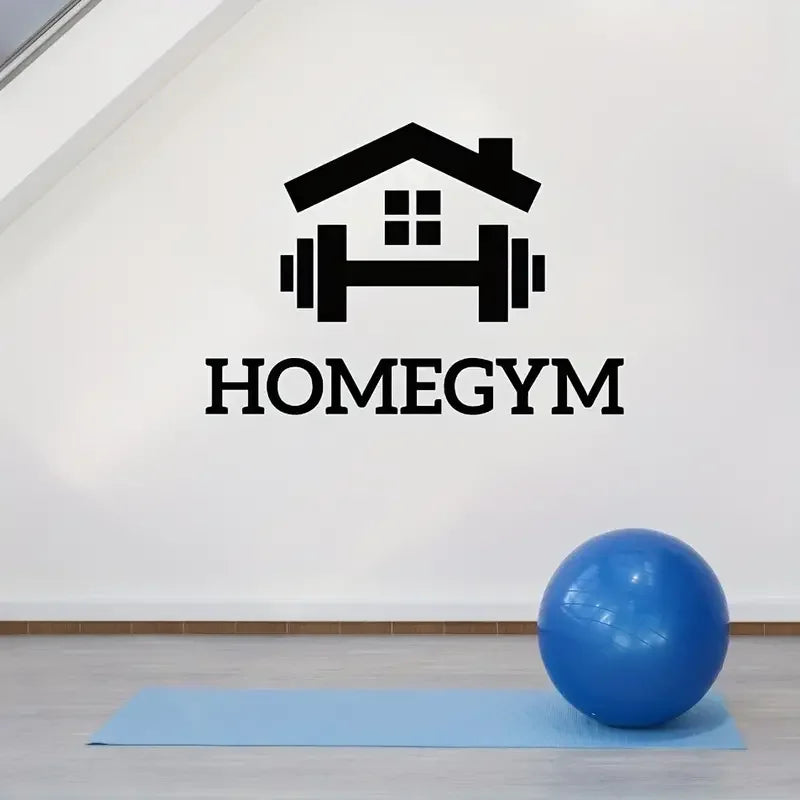 1pc Creative Fitness Wall Sticker, Barbell Pattern Self-Adhesive Wall Stickers, Gym Home Decoration Wall Stickers, Removable Sti