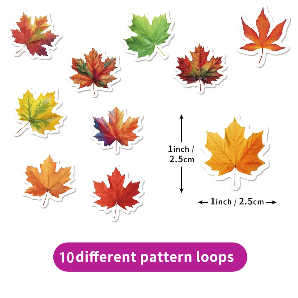 500PCS Autumn Maple Leaf Cartoon Reward Stickers DIY Phone Cases, Water Cups, Envelopes, Notes, Reward Gifts, Stamps, Stickers