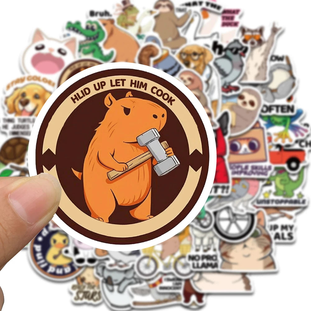 50pcs Funny Animal Sticker Laptop Scrapbooking Luggage Stationery Phone Diary  PVC Waterproof Community Dormitory Sticker