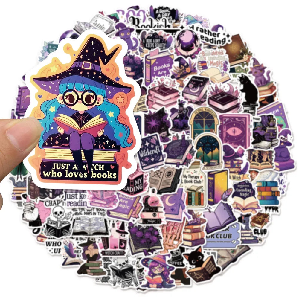 50/100PCS Witch Book Scroll Stickers Fun Graffiti DIY Manual This Label Decoration Phone Case Tablet Waterproof Stickers Toy