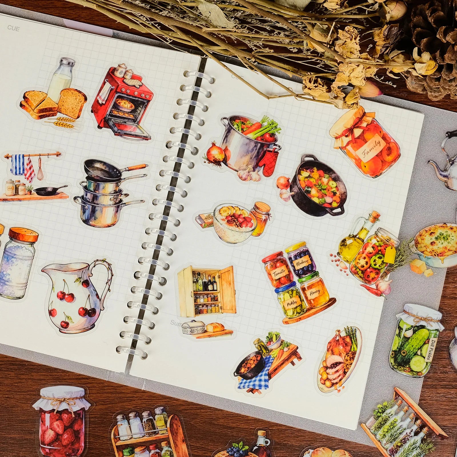 56/112Pcs BBQ Food Kitchen Theme PET Stickers, Stationery Notebook Phone Guitar Gift Box Luggage Fridge Decor Aesthetics Decals