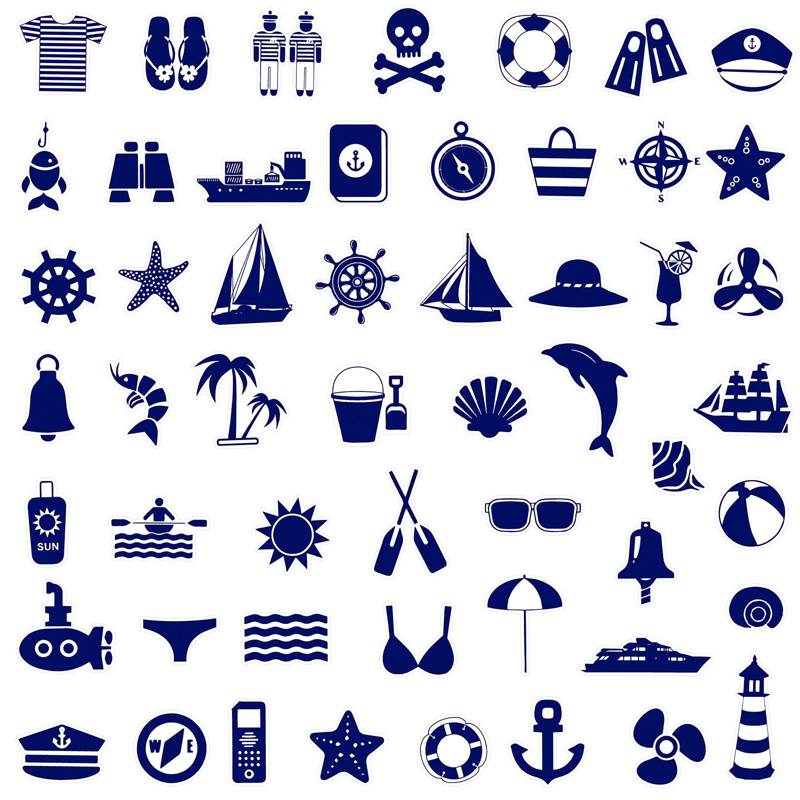 50/100Pcs New Navy Theme Series Stickers DIY Game for Phone Case Skate Helmet Car Bicycle Suitcase File Holder Waterproof Decals
