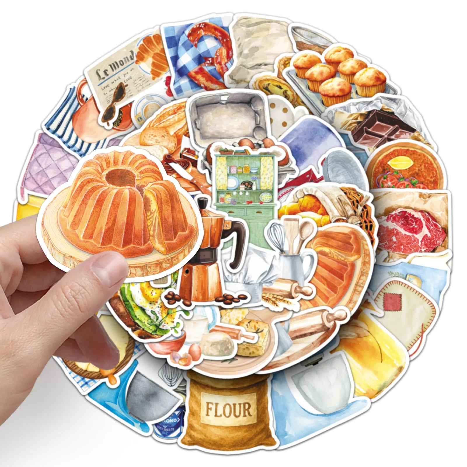 50Pcs Kitchen Baking Cartoon Food Doodle Stickers Stationery Laptop Phone Guitar Fridge Water Cup Skateboard DIY Sticker