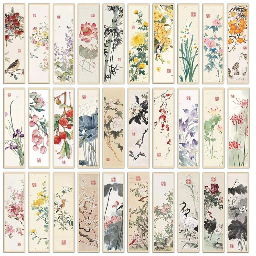 30 Pcs Chinese style Bookmarks literary and decorative books, reading labels, paper cultural and creative book Marks
