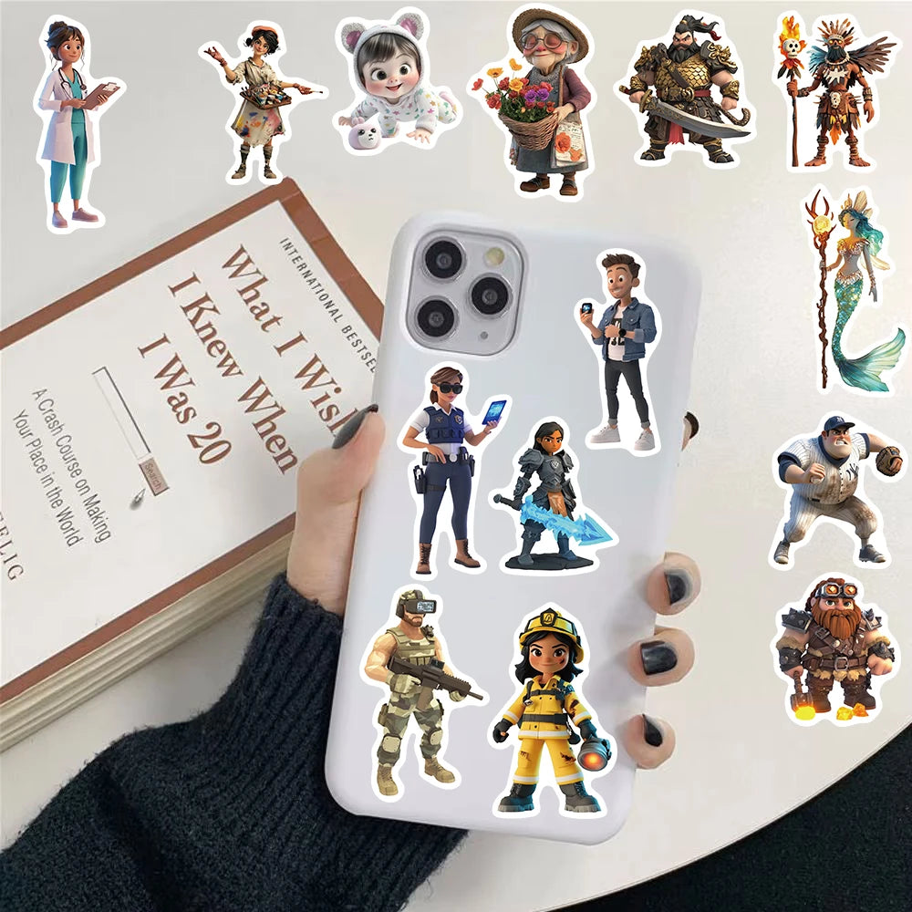 50PCS 3D Cartoon Fantasy Stickers Nostalgia Landscape Motorcycle Graffiti Skateboarding Art Living Room Cafe Painting Sticker ﻿