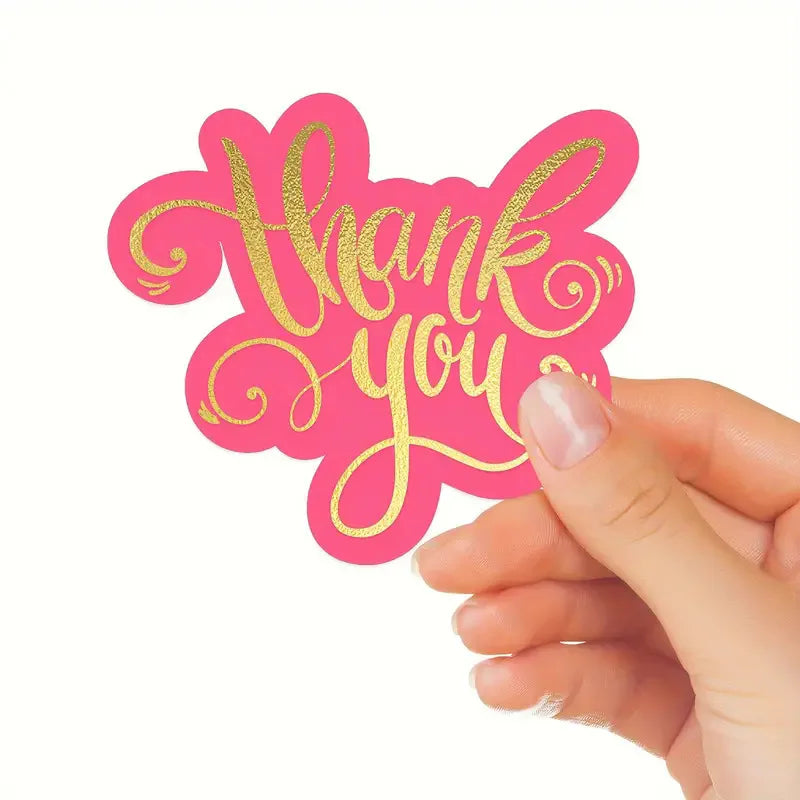 50pcs/pack Thank You Cards for Small Business, Green Pink Thank You Cards Double Sided Printing