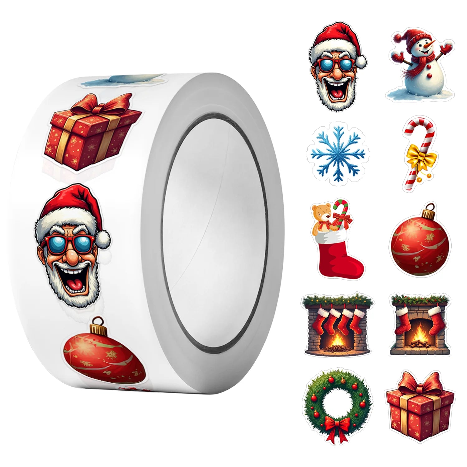 1Roll(500Pcs)10 Irregular Classic Christmas Stickers 2.5cm/1'' DlY Craft Decoration Festival Sealing Scrapbook Gift Labels