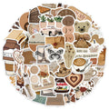 50PCS Brown Aesthetic Decorative Cartoon Stickers Fun Stickers DIY Manual Scrapbook Fixed Phone Laptop Stickers Toy