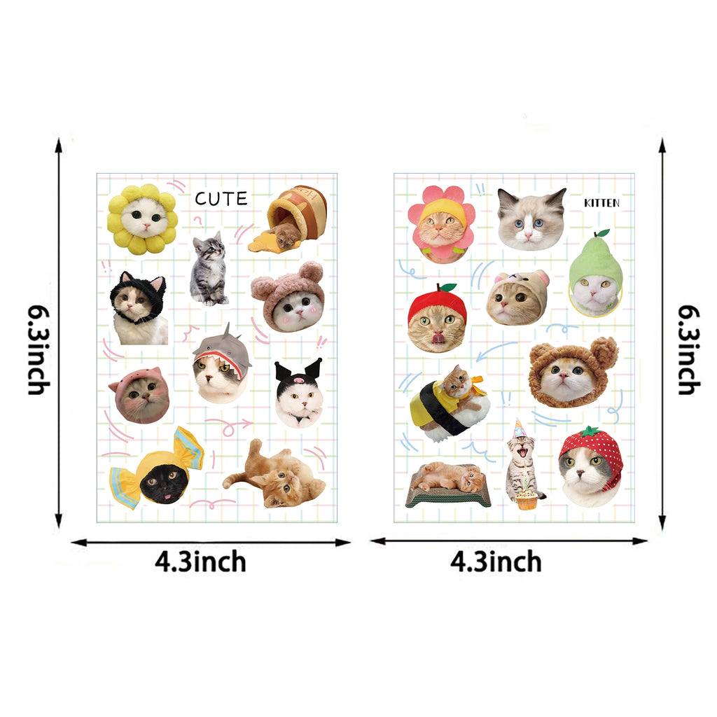 8/16Pcs Kawaii Cartoon Cute Cat Collage Sticker Nostalgia Art Picture Skateboard Bicycle Aesthetic Cool Collages Design﻿