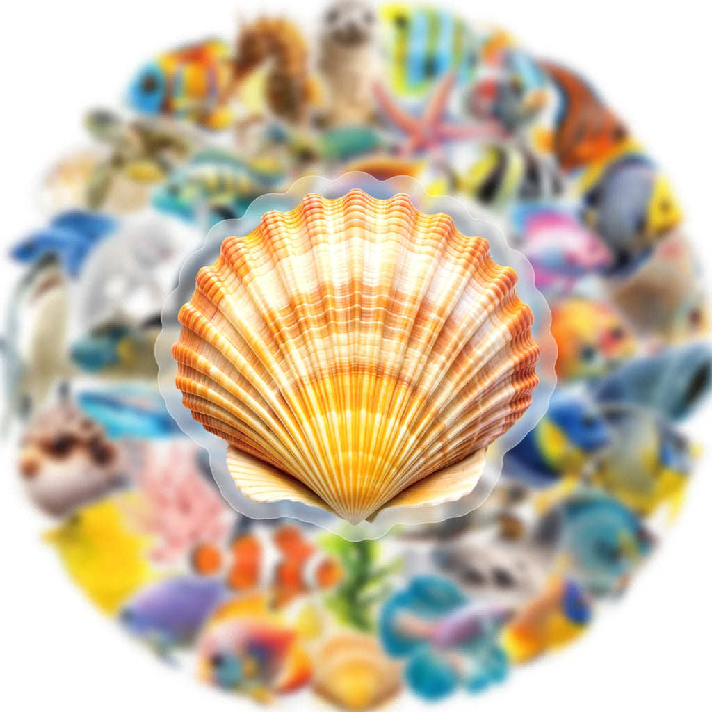 50/100Pcs Underwater World Marine Animal PET Clear Waterproof Stickers for Wall Book Scrapbook Stationery Box Phone Laptop Decal