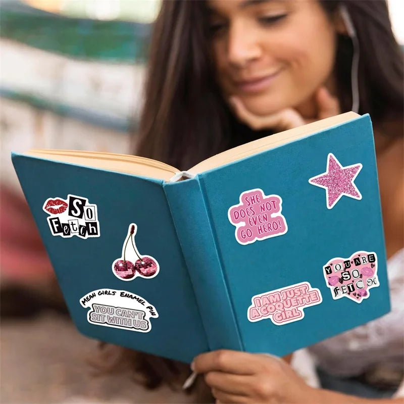 10/30/50PCS Cute Pink Girl Lip PVC Sticky Sticker Aesthetic Stationery DIY Children's Decoration Scrapbooking School Supplies