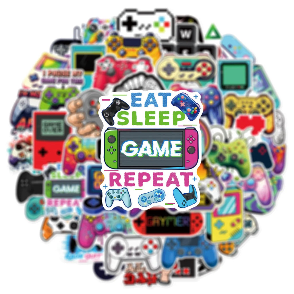 50/100Pcs Cool Classic Game Controller Cartoon Doodle Stickers for DIY Stationery Box Phone Case Cup Laptop Suitcase Retro Style