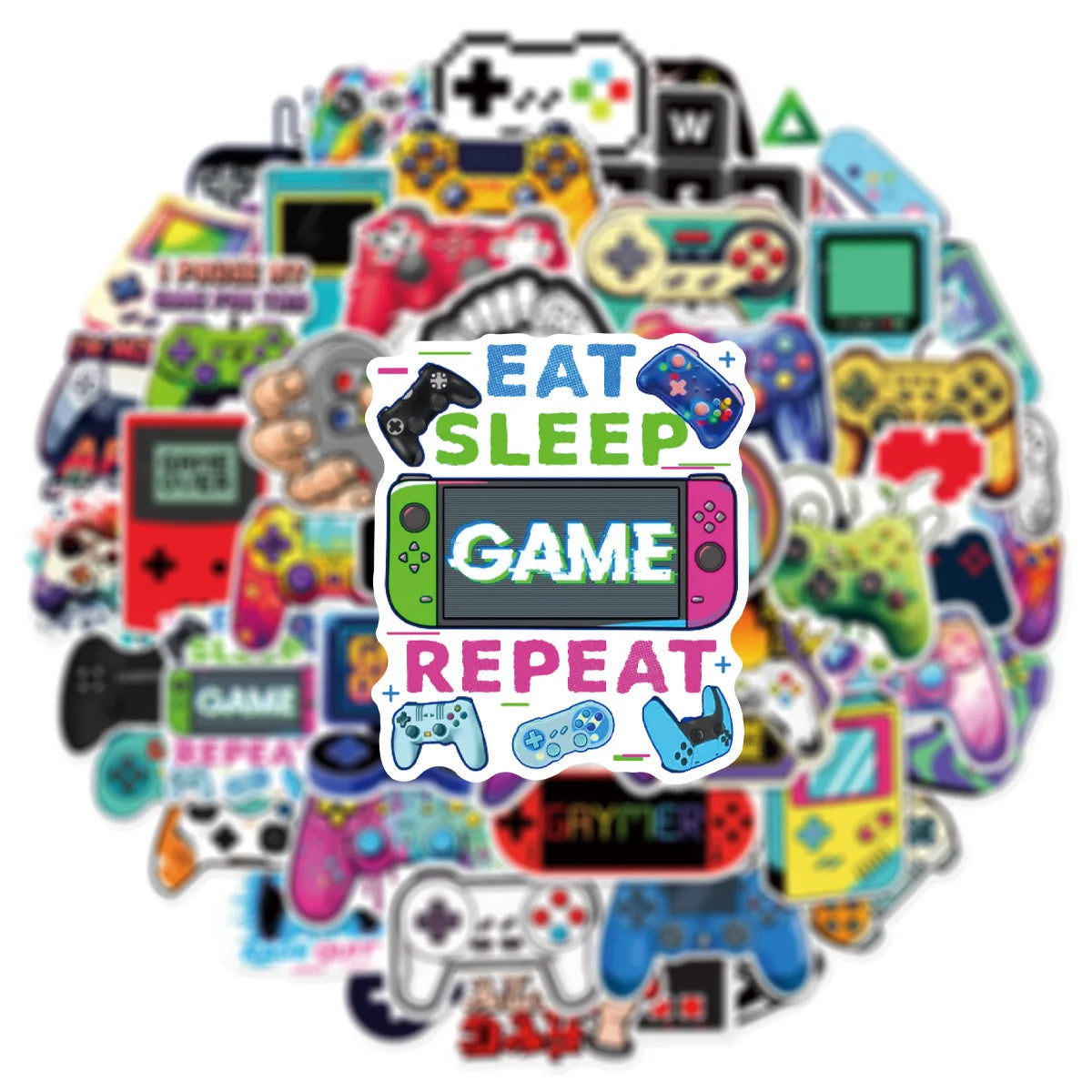 50/100Pcs Cool Classic Game Controller Cartoon Doodle Stickers for DIY Stationery Box Phone Case Cup Laptop Suitcase Retro Style