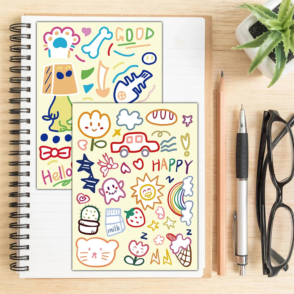 8/16PCS Graffiti Collage Harajuku Transparent  Phone Cartoon Motorcycle Living Room Retro Stationery Phone Luggage Car Decals