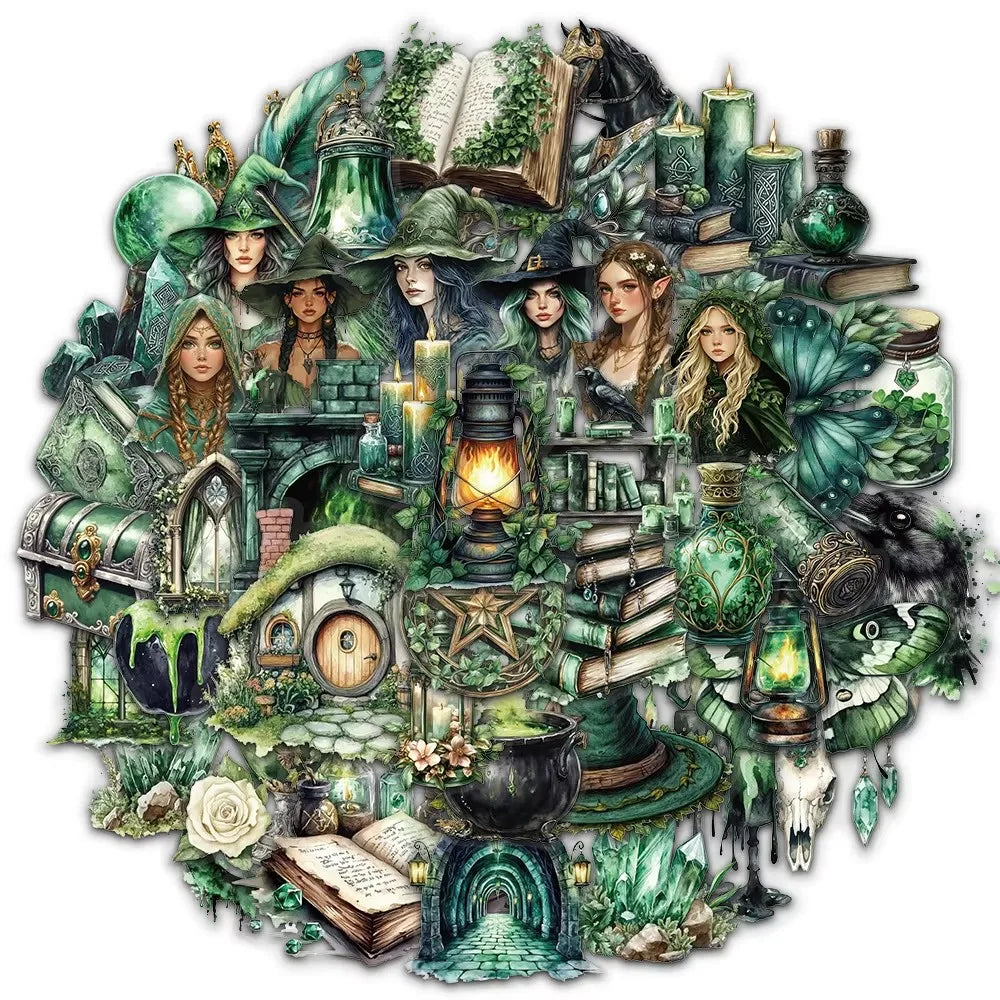 50PCS Witch of the Woods Theme Stickers Scrapbooking Collage Material Decorative Phone Case Frame DIY Waterproof Stickers