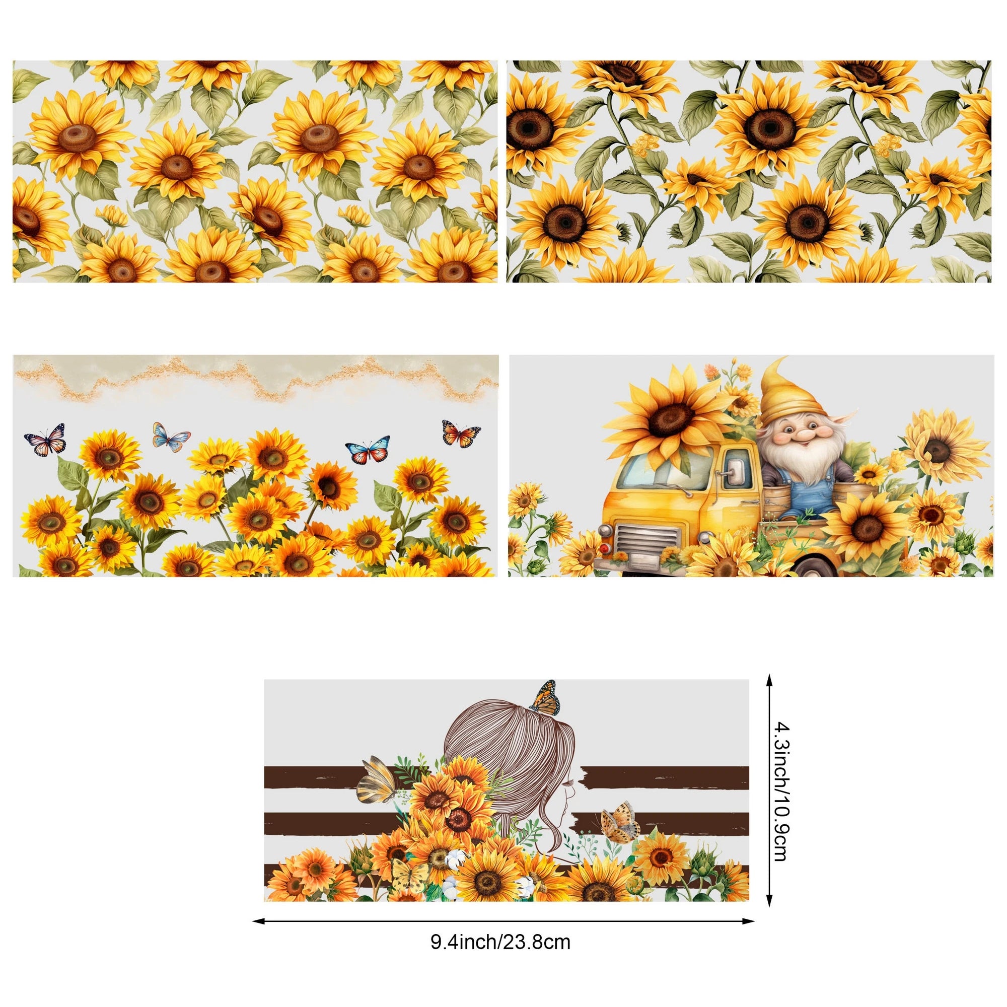 5 Sheets Plant UV DTF Cup Stickers, DTF Friction Transfer Stickers, Waterproof Butterfly Transfer Stickers for 16oz Glass Cups