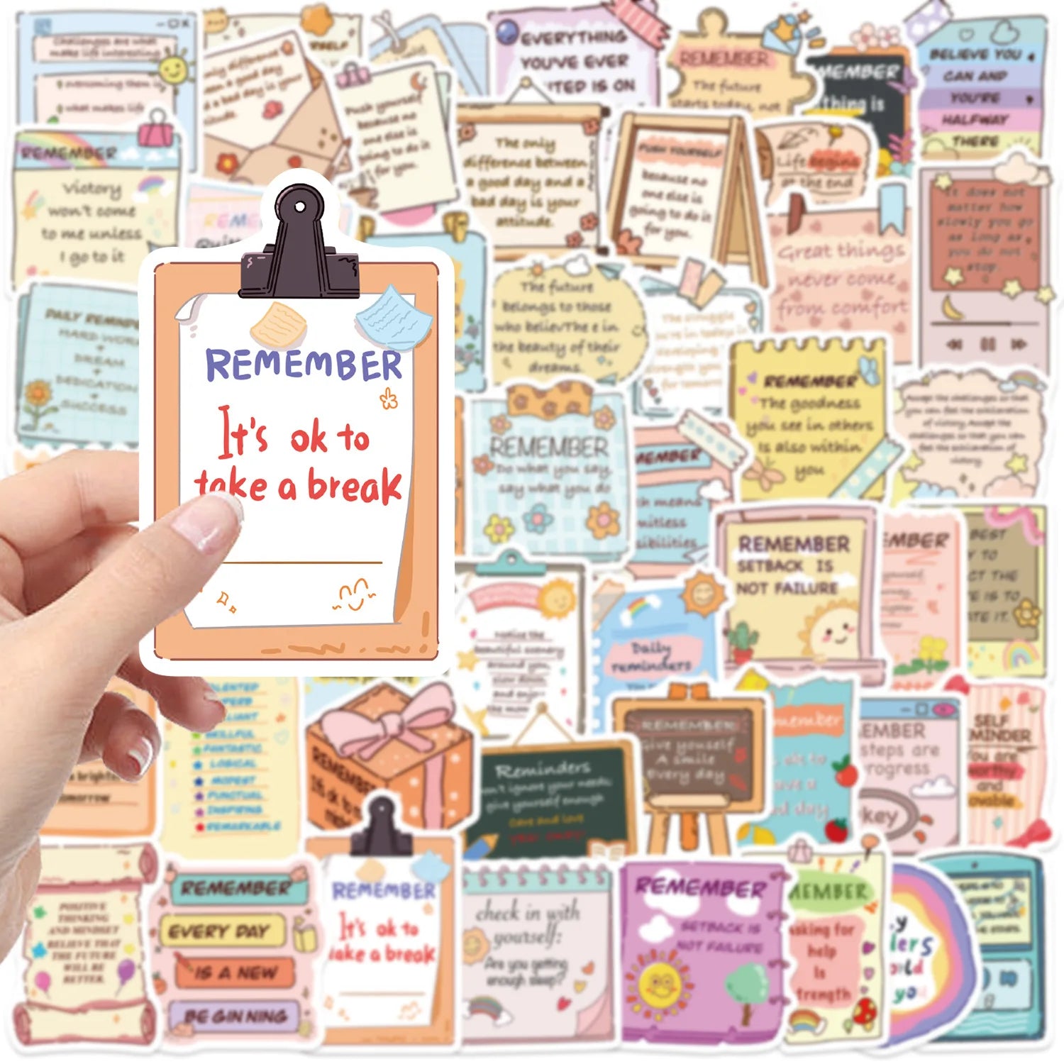 50/100PCS Cartoon Inspiration Notes Graffiti Stickers Decorative Guitar Notebook Luggage DIY Waterproof Stickers