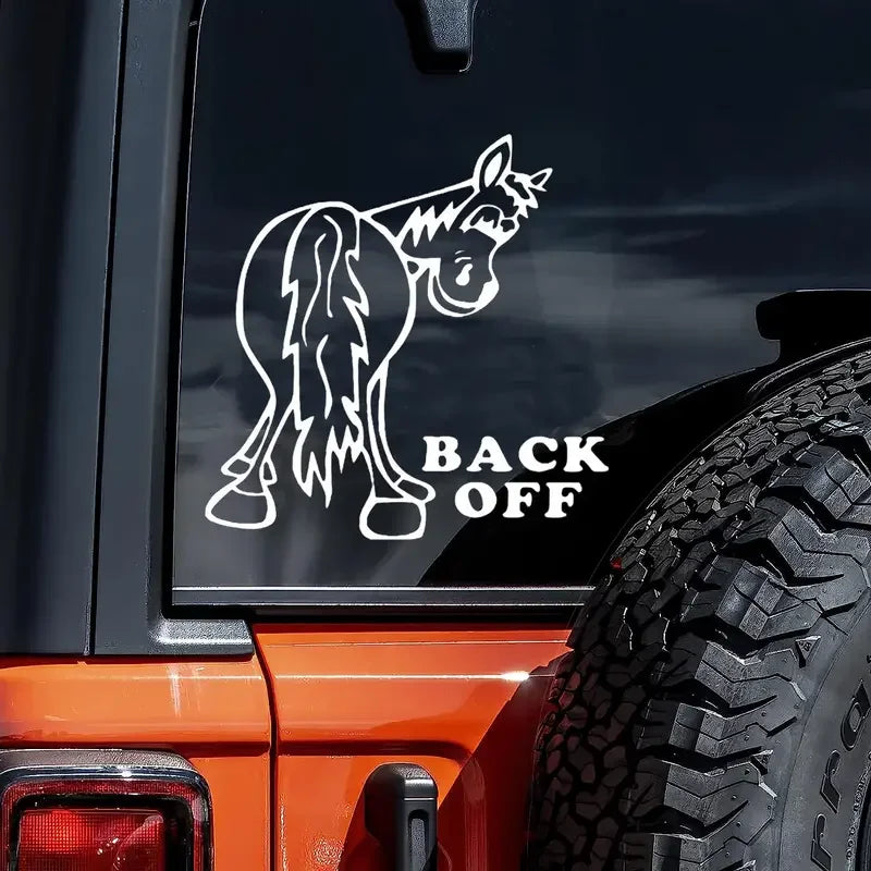 Back Off Horse Graphic Funny Car Stickers For Laptop Water Vehicle Paint Window Wall Cup Toolbox Guitar Scooter Decals Auto Acce