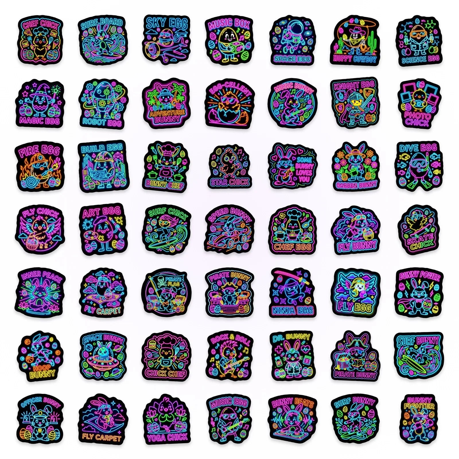50/100 Pcs Neon Cartoon Animal Stickers DIY for Scrapbook Suitcase Notebook Game Reward Thick Waterproof Removable Decals