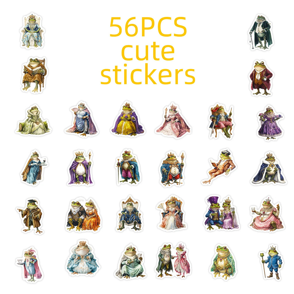 56PCS Fantasy Frog Aristocrat Stickers Kids Reward Stationery Decals DIY Fun Notebook Fridge Suitcase Waterproof Sticker