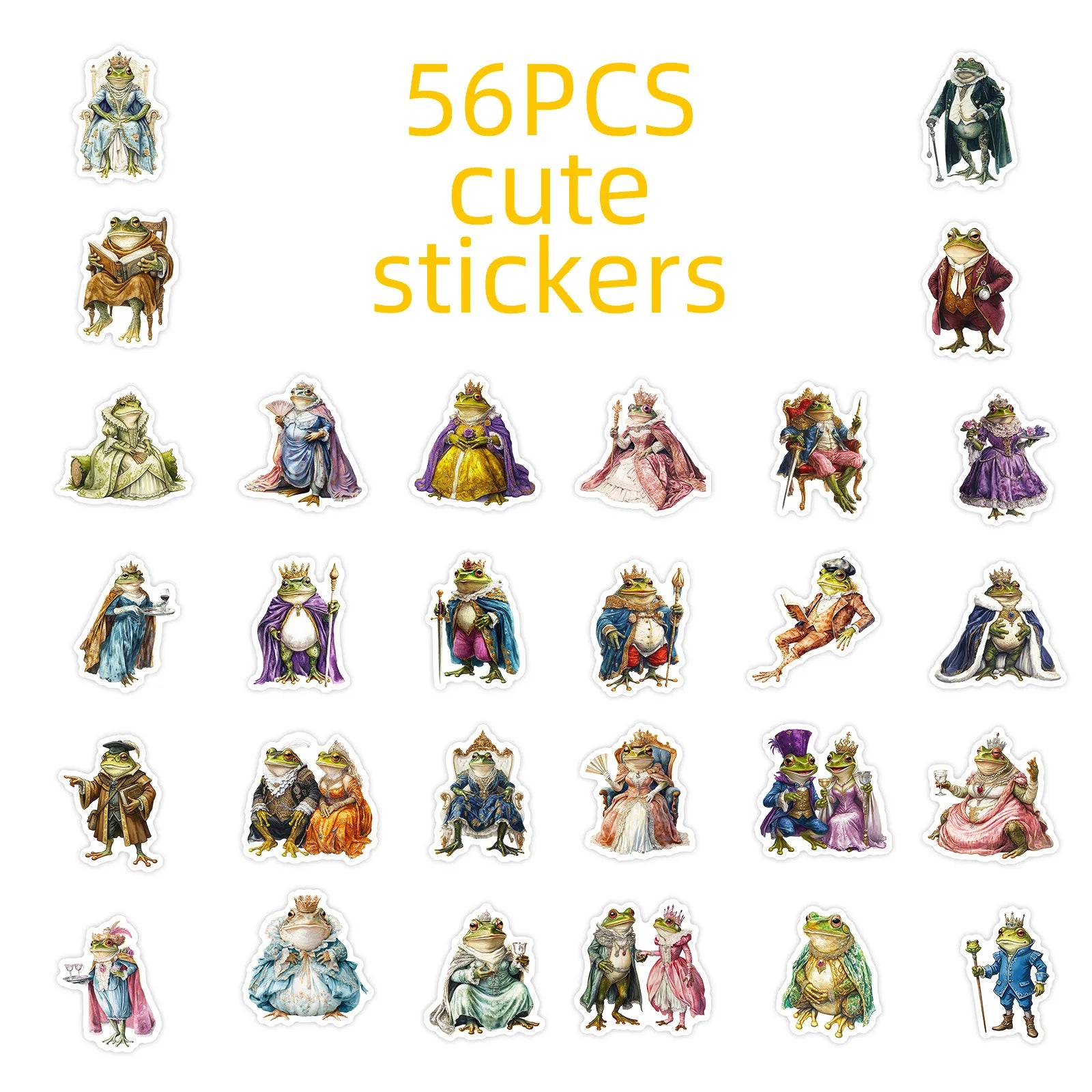 56PCS Fantasy Frog Aristocrat Stickers Kids Reward Stationery Decals DIY Fun Notebook Fridge Suitcase Waterproof Sticker