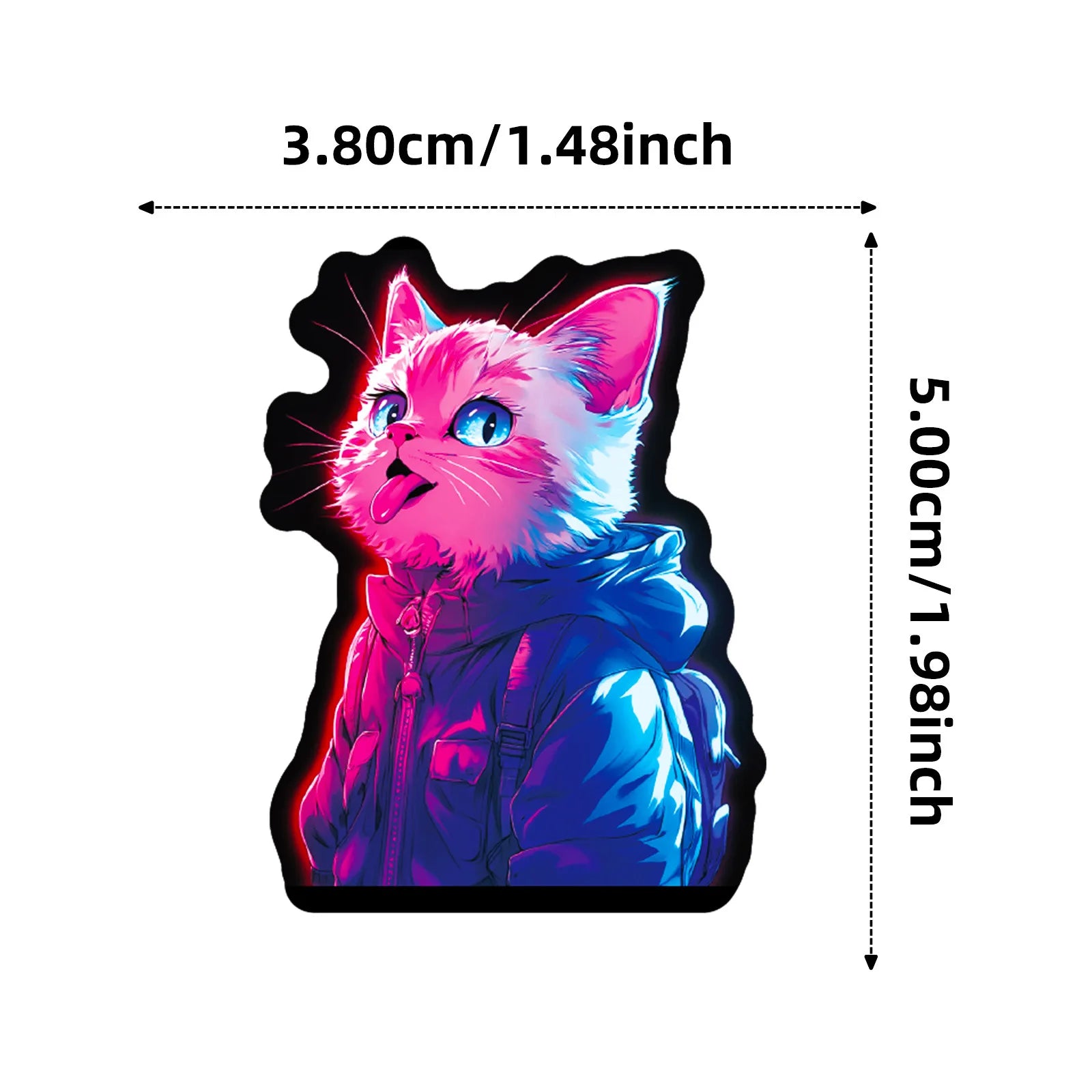 56PCS Neon Cat Graffiti Stickers Cool Colorful Lights Cartoon Cat Skateboard Decoration Stickers For Stationary Notebook