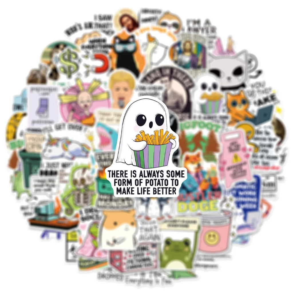 50/100Pcs Interesting Satire Graffiti Sticker Stationery Notebook Decals Phone Case Fridge Luggage DIY Decor Waterproof Sticker