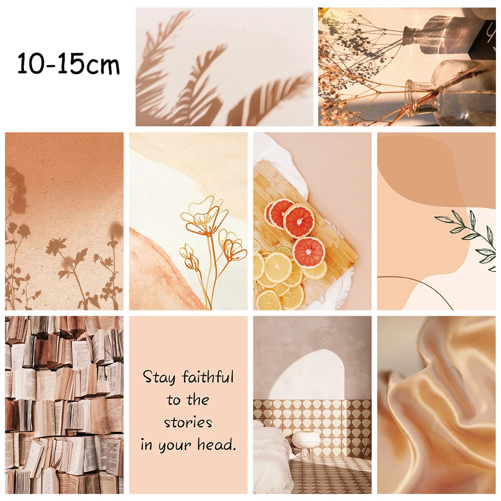 10PCS Beige Poster Collage Card Postcard Stickers Aesthetics Retro Fashion Harajuku DIY Decorative Dot Atmosphere With Stickers