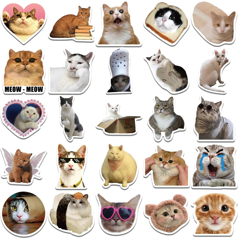 50PCS Kawaii Love Cat PVC Sticker Aesthetic Korean Decoration Scrapbooking Stationery School Supplies for Gifts