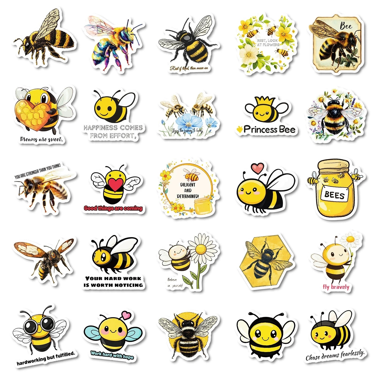 50PCS Cute Cartoon Animal Bee Graffiti Stickers&PVC Waterproof Notebook Guitar Decorative Stationery Stickers