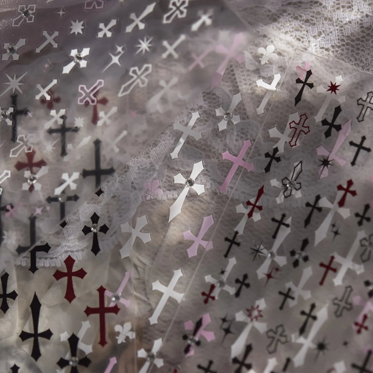 Halloween Nail Decorations Stickers 5D Crystal Diamond Small Cross Nail Art Stickers DIY Self Adhesive Manicure Accessory Decals