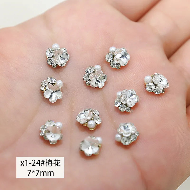 Luxury Stacked Nail Arts Accessories Mini Heart-shaped Axe-shaped Designs Nail Charms Pearl Rhinestones For 3D Nails Decorations
