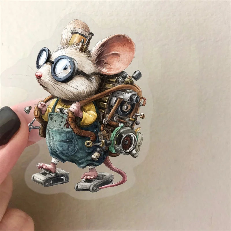 50PCS Cartoon Punk Animals PET Sticky Sticker Aesthetic Tear Open Decoration Scrapbooking Stationery Supplies for Kids