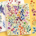 50PCS Color Ink Flower Sticker Pack Waterproof Transparent PET Brochure Flower Material Decorative Notebook Waterproof Stickers