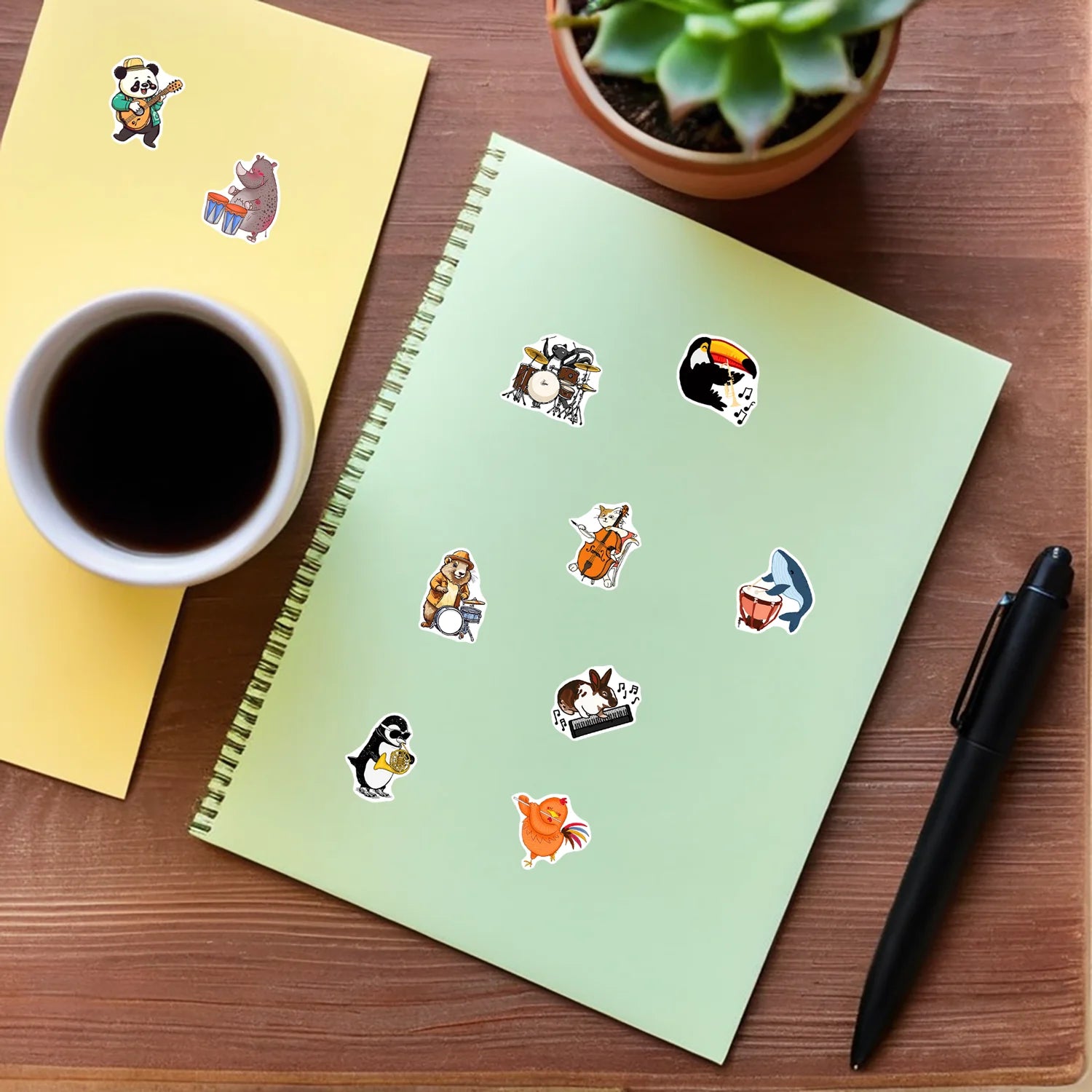 1Roll(500Pcs) Cute Animals Band Group Pattern Stickers 2.5cm/1.0'' 10 Designs Decals Diy Adorn Gifts Packs Home Decor Seal Label
