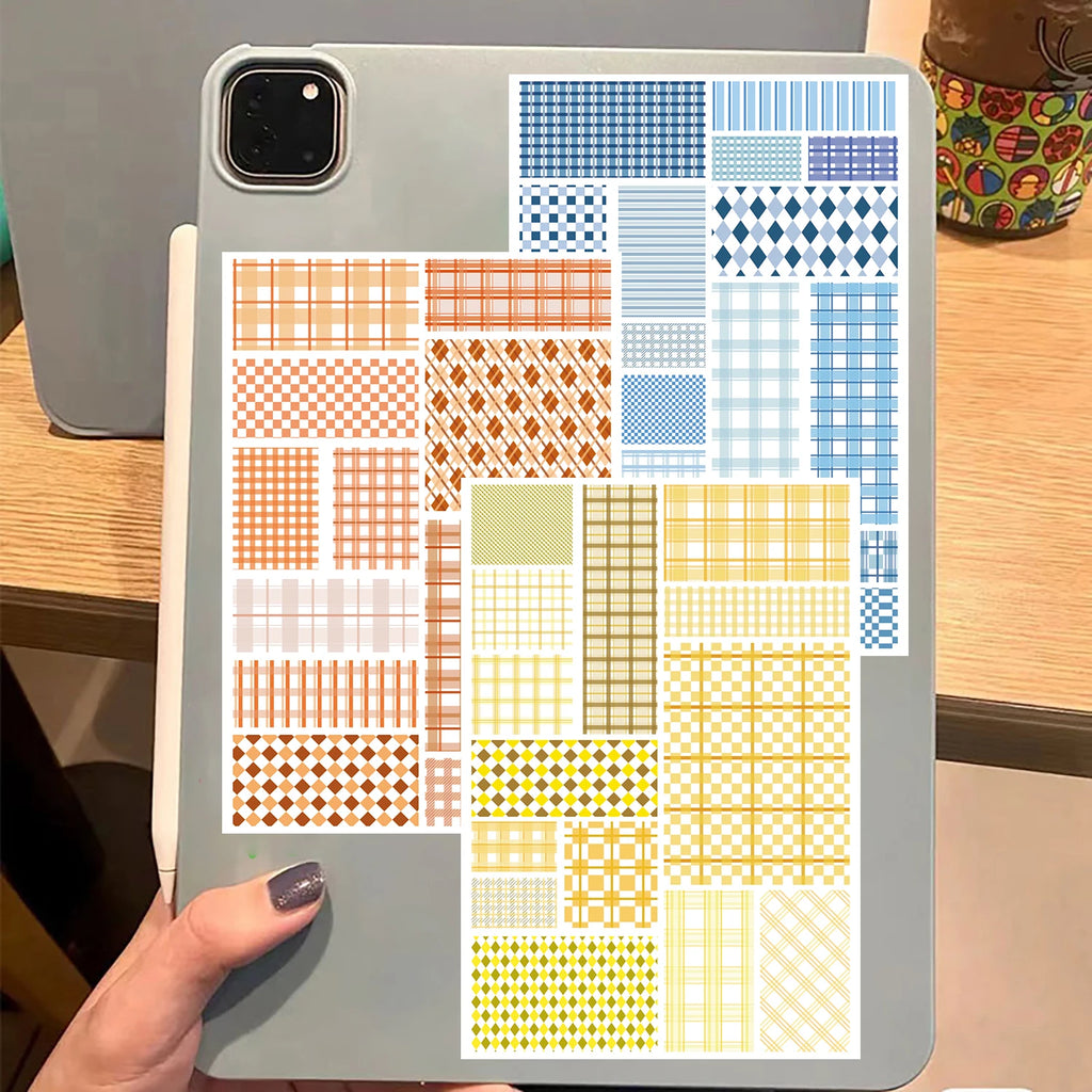 8PCS Grid Material Paper Is Convenient Collages Sticker Motorcycle Suitcase Stationery Scrapbooking Phone Creativity Sticker