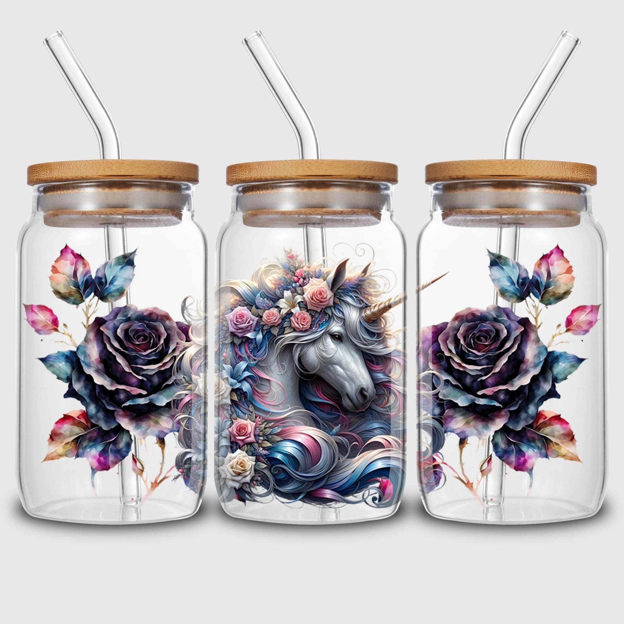 5 sheet Unicorn UV DTF Cup Stickers, DTF Transfer Stickers, Waterproof Wipe Transfer Paper for 16oz Glass, Mug, Craft, Furniture