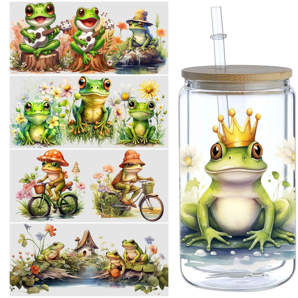 5 sheets animal UV DTF cup packaging suitable for 16oz glass cups, waterproof UV DTF stickers suitable for 16oz glass cups