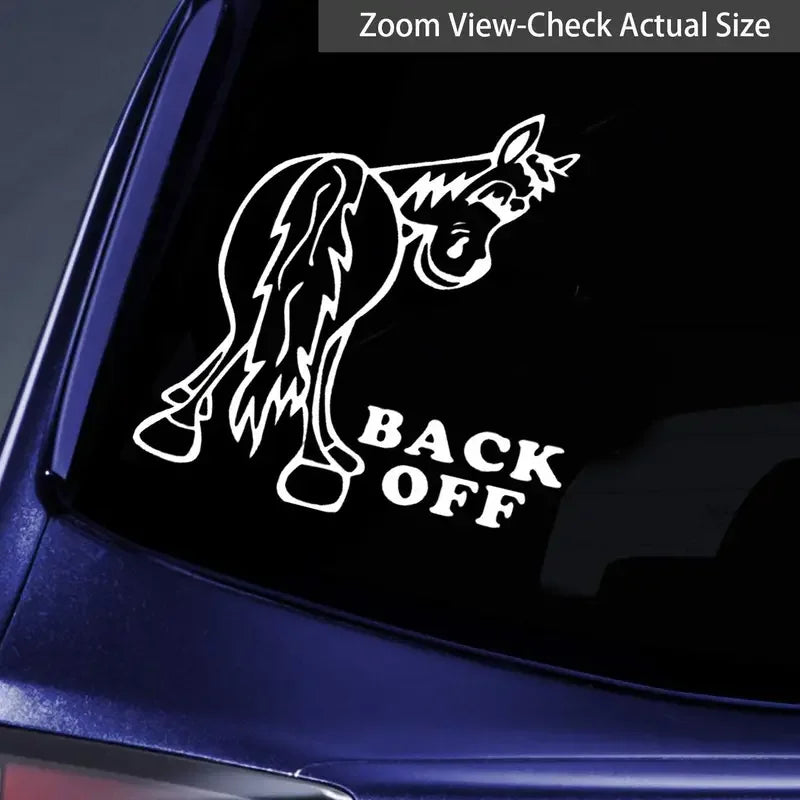 Back Off Horse Graphic Funny Car Stickers For Laptop Water Vehicle Paint Window Wall Cup Toolbox Guitar Scooter Decals Auto Acce