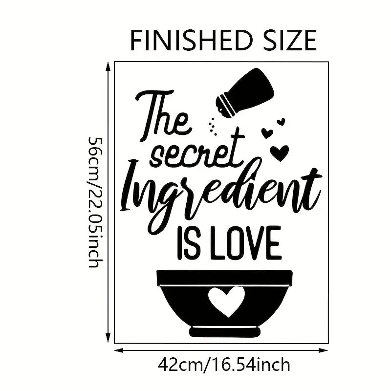 1pc "The Secret Ingredient is Love" Kitchen Wall Decal - Removable Self-Adhesive Contemporary Plastic Home Decor with Playful He