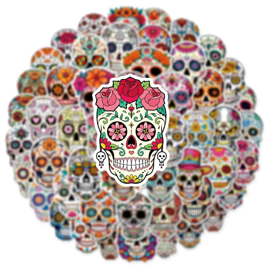 50/100PCS Skull Face Graffiti Stickers Travel Box Stickers Notebook Skateboarding Guitar Helmet Stickers