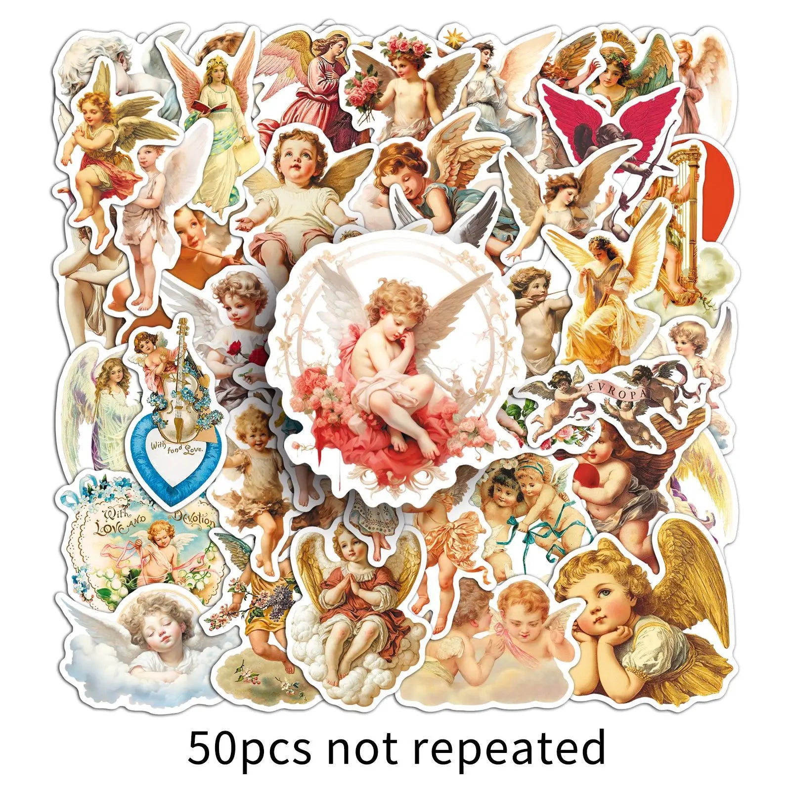 50-Pack Retro Cupid Nordic Angel Graffiti Stickers for DIY Decoration on Mobile Phones Guitars Headsets Luggage Notebooks