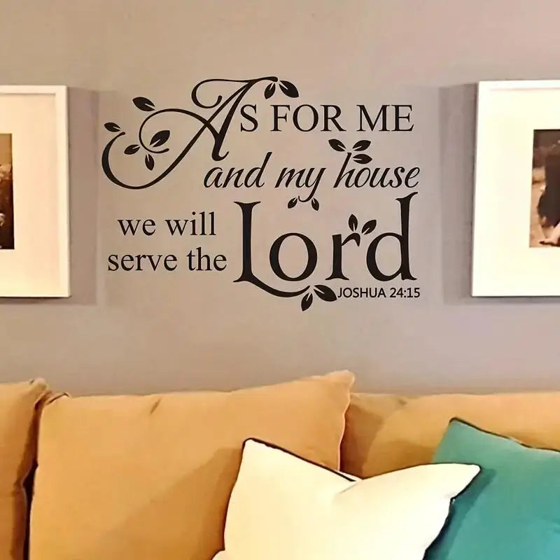 As For Me And My House We Will Serve The Lord , Bible Quotes Wall Decals Joshua Saying Home Lettering Vinyl Art Religious Quotes