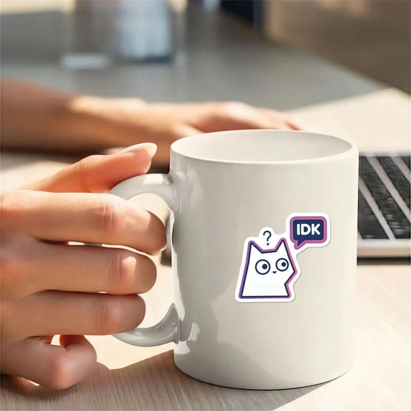 10/30/56PCS Abstract Lines Cat PVC Sticky Sticker Stationery DIY Children's Laptop Luggage Skateboard Decoration Scrapbooking